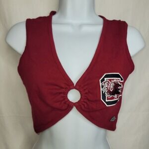Hype and Vice South Carolina Gamecocks Crop Vest Top Ring Detail Red Size L